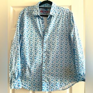 Robert Graham men’s long sleeve shirt size Med.  discoloration @ waist area.